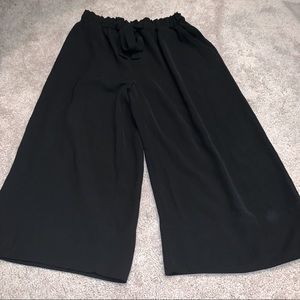 Black paper bag tie waist trousers